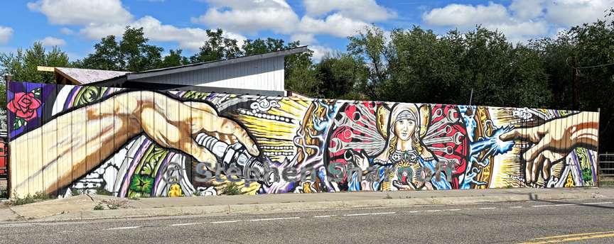 mural by gas station graphic